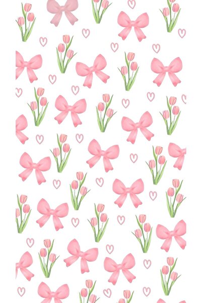 Rana İkra Art Pembe Lale Ve Fiyonk Temalı Hediye Paketi Kağıdı (10 Adet) (32,9*50 cm)