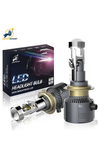 DAWN KNIGHT H7 Dawnknight A80 H7 LED مع عدسة 100 واط/زوج عدسات جهاز عرض LED عالية/منخفضة الشعاع Canbus Tu