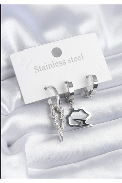 G Sport POLO 3-Piece Steel Earrings with Cloud Lightning Figure