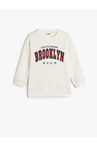 Koton Crew Neck Brooklyn Printed Long Sleeve Raster Sweatshirt