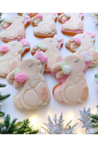 telaşe memuru 20 Adet - Tavşan Temalı Doğum Günü Kurabiyesi- Tavşanlı Butik Bebek Kurabiyesi