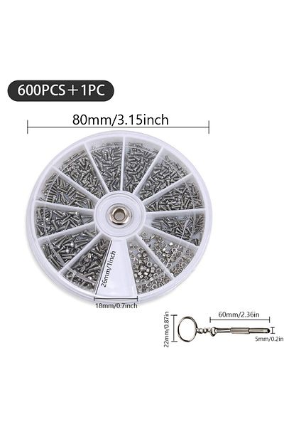 louCnloin 600 And 1pc 12 Kinds Of Small Screws Nuts Assortment Kit M1 M1.2 M1.4 M1.6 Screw For Watches Glasses