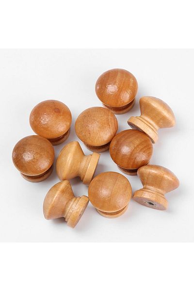 Choice 10pcs Door Handle Round Shape Natural Wooden Cabinet Knob Drawer Wardrobe Door Pull Handle Furnit...