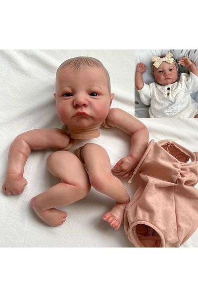 MRB With Blue Eyes Painted Kit 19 Inch Already Painted Reborn Doll Parts Levi Awake Lifelike Baby 3d