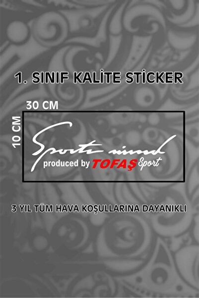 ÖZGÜL REKLAM ملصق Tofaş Sport Mind مقاس 30 × 10 سم - ملصق Tofaş للمركبة