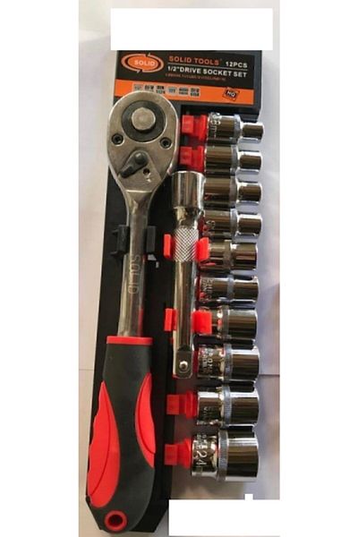 Solid Sld-1012 12 Piece Quality Ratchet Socket Set with Stand