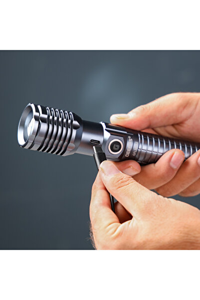 Geepas Zoomable LED Flashlight- 25W High Power, 6000mAh Battery, Aircraft-Grade Aluminum Body