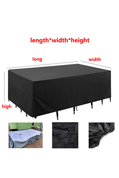 Choice غطاء أثاث الحديقة أسود قطعة واحدة مقاوم للماء والرياح والأشعة فوق البنفسجية 210D من قماش أكسفورد بروتيك 126 × 126 × 74
