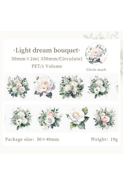 Choice E 50mm*2m Pet Plant Flowers Tape Sticker Decorative Collage Adhesive Diy Scrapbooking Hand Made Mas.