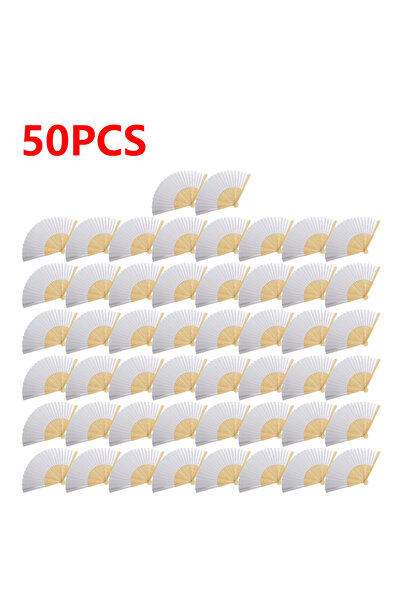 VAKIND 50 قطعة من المروحة 50 قطعة - 1 مروحة ورقية قابلة للطي من الخيزران DIY ...