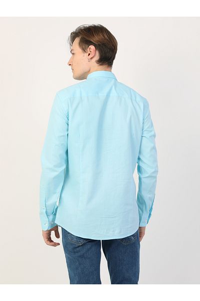 Colin's Cămașă Slim Fit Gât Cămașă cu mânecă lungă pentru bărbați, verde mentă