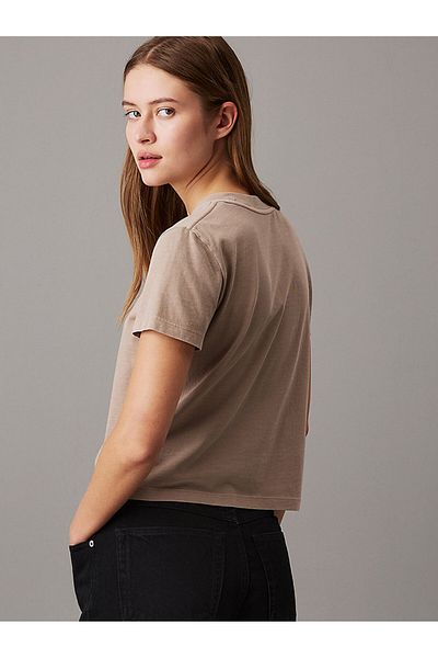 Calvin Klein Women's Beige Cotton Short Sleeve T-Shirt - J20J 224988 -Pfw