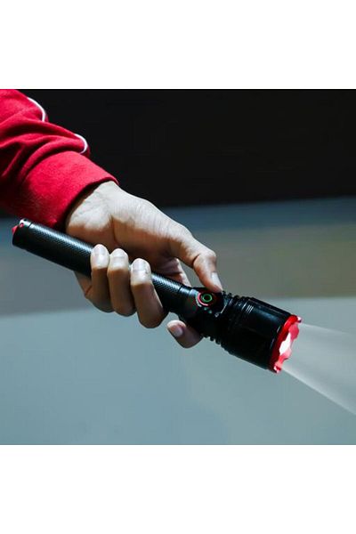 Geepas Rechargeable LED Flashlight, 15 Hours Working Time| 6000K-6500K Hyper Bright Light |