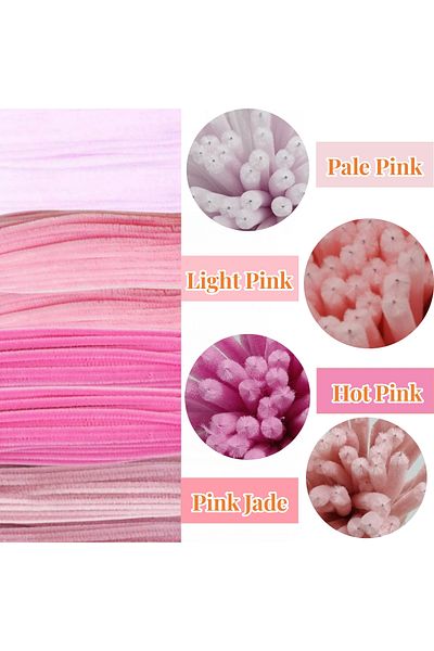 Choice Mixed Pink-200pcs 200 Pieces Pink Series Pipe Cleaners, Valentine's Mother's Day Pipe Cleaners, Pink