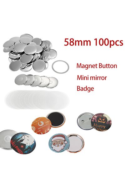 Choice 58mm 100set DIY Blank Pin Button Badge Material Whiteboard Fridge Magnets Mini Morror Making Part...