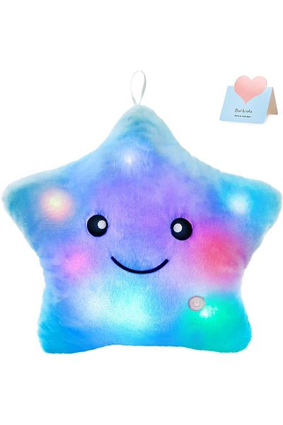 Choice Blue-star 34cm Creative Toy Luminous Pillow Soft Stuffed Plush Glowing Colorful Stars Cushion Led Li