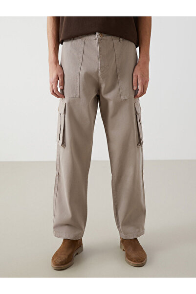 LC Waikiki Beige Comfortable Fit Gabardine Men's Cargo Pants