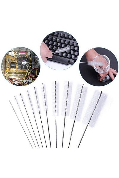 Museburan 2 Pieces Practical Bendable Cleaning Brush Keyboard-pipette Cleaning Brush Fine Cleaning Brush White