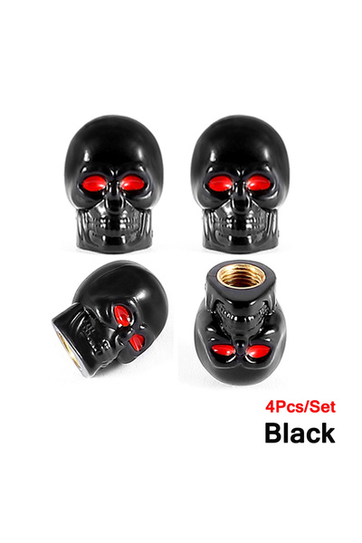 Choice مجموعة من 4 قطع من إطارات السيارات العالمية بتصميم جمجمة من Black AUTC...