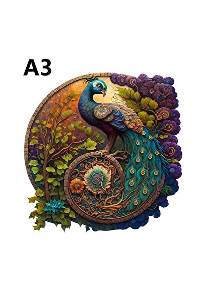 Choice M147-A3 جولة الطاووس خشبية بازل قطع غير النظامية الحيوان على شكل لغز خ...