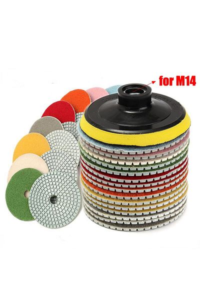 WIDEEP 16pcs 4 inch 100mm Diamond Polishing Pads Kit Wet/Dry for Granite Stone Concrete Marble Polishing...