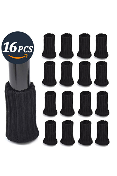 Choice 16 قطعة سوداء 16 قطعة من واقيات أقدام الأثاث المحبوكة وأرجل الكراسي وا...