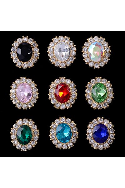 Choice 10Pcs Elegant Oval Rhinestone Decorative Button Edge Diamond Buckle DIY Crafts Clothing Bridal We...