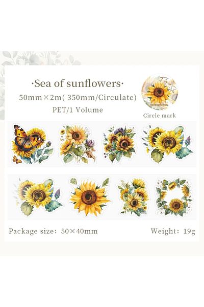 Choice A 50mm*2m Floral Stickers Pet Tapes Collage Junk Journal Diy Scrapbook Planner Decor Photo Album Ae.