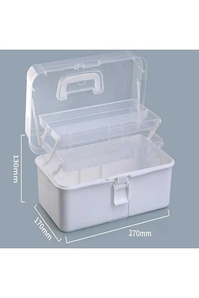 Choice White Three-layer Transparent Plastic Craft Storage Box, Sewing Storage Box, Folding Tool Box, Art S