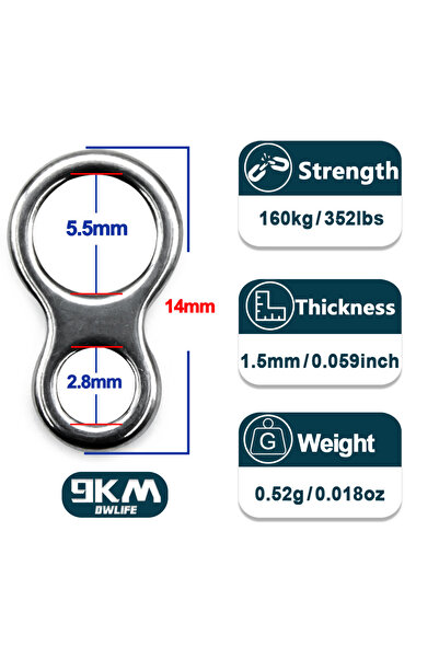 Choice 20 قطعة S 14 مم 160 كجم 20 ~ 100 قطعة حلقة صيد صلبة من الفولاذ المقاوم...