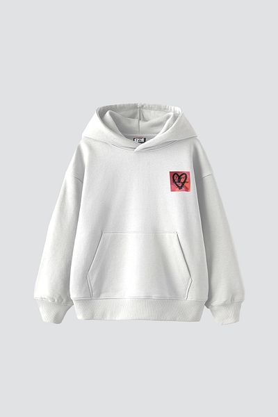 Sekizbiraltı Λευκό κουκούλα με στάμπα Love Oversize Unisex