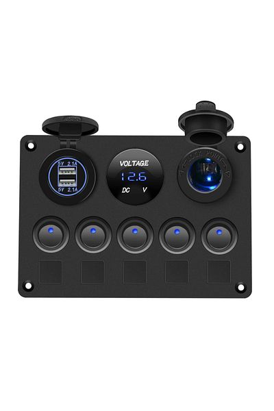 Choice Blue Boat Switch Panel Car Switch Panel Waterproof Digital Voltmeter Dual Usb Port 12v Outlet Combin