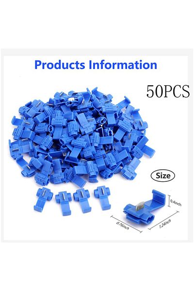 AOKIN 50pcs Blue 50pcs Wire Cable Connectors Scotch Lock Electric Quick Splice Terminals Crimp Non Destruc