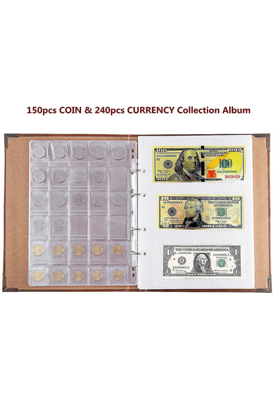 Choice حامل عملات جلد الصناعي، يحتوي على 150 كيس عملات و240 ورقة.