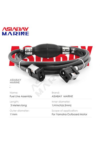 Choice 6.5mm For Yamaha Outboard 3m Fuel Line Assembly 1/4 Inch 6mm Gas Hose Connector Primer Bulb Motor Bo