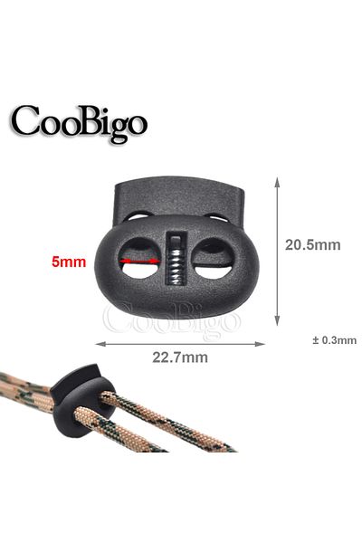 Choice Black 20pcs Plastic Stopper Cord Lock Bean Toggle Clip Apparel Shoelace Sportswear Rope Lanyard Acce
