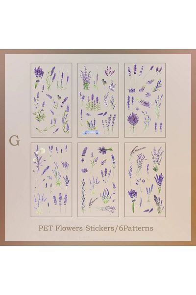 Choice G Journamm 6pcs/pack Transparent Pet Stickers Scrapbooking Materials Diy Junk Journal Collage Flora.