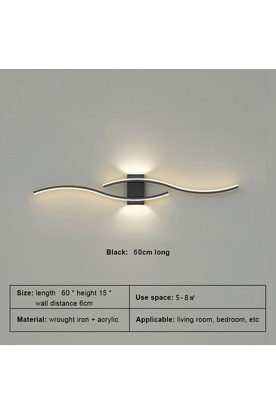 DARHYN Warm White-no Rc Black 60cm Moder Led Wall Lamp Long Strip Wall Lamps Tv Background Decorative Light