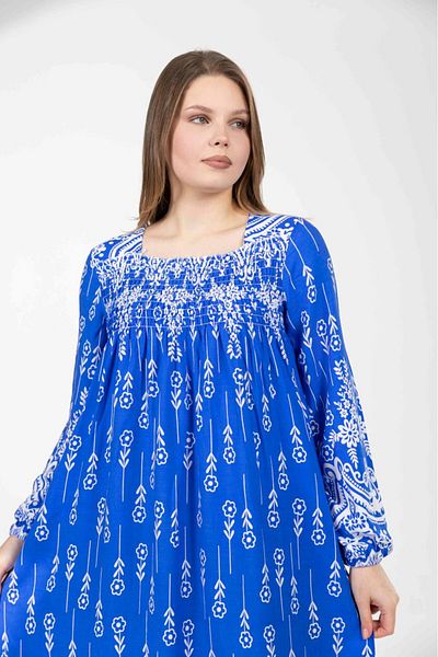mervemoda Rochie de vară țesută cu mânecă lungă pentru femei