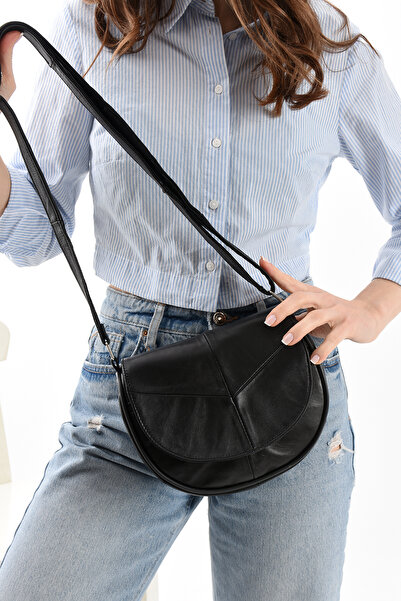 TopTrendy Kadın Siyah Hakiki Deri Günlük Kadın Omuz Çantası Ve Çapraz Çanta