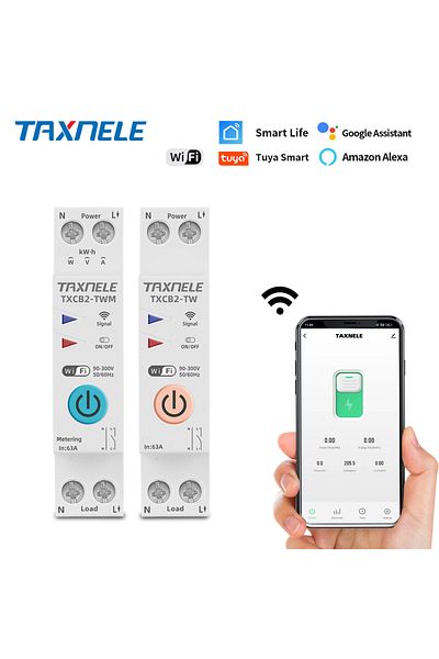 TAXNELE Txcb2-twm Metering 32a 1p N Wifi Smart Switch Energy Meter Kwh Metering Monitoring Circuit Breaker T