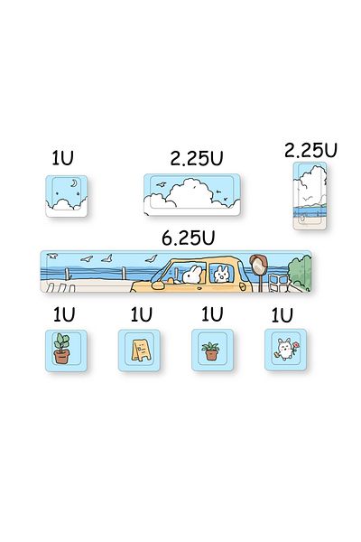 Choice Holiday Yoyo Diy Keycap Pbt Enter 6.25u Space Bar Keycap 5 Sides Dye-subbed Keycap For Mechanical Ke