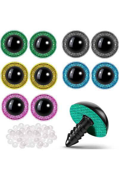 Choice Tt2310056 50pcs 5 Color 12mm Glitter Plastic Safety Eyes For Bear Doll Plush Toy Animal