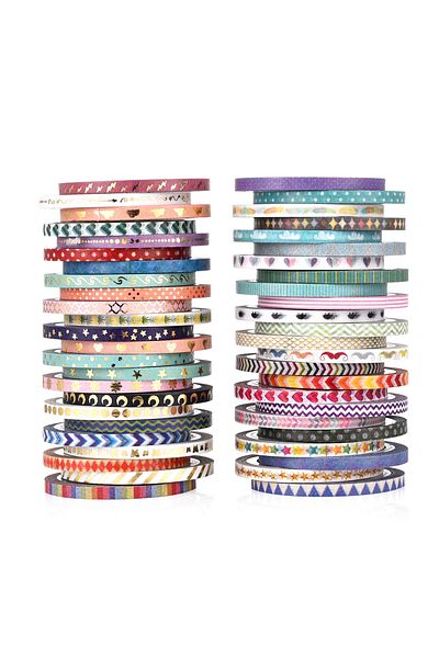 Choice 48r X 3mm Agutape 48 Rolls Washi Tape Set,foil Gold Skinny Decorative Masking Washi Tapes,3mm Wide D