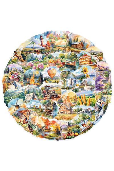 Choice 50pcs 50pcs Rural Scenery Sticker Decoration Scrapbooking Pet Sticker Aesthetic Korean Stationery Sc