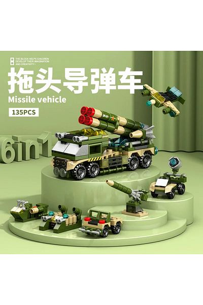 Choice No Box 135pcs1 Cool Diy 6in1 Aircraft Carrier Helicopter Mortar Missile Armored Vehicle Building Blo