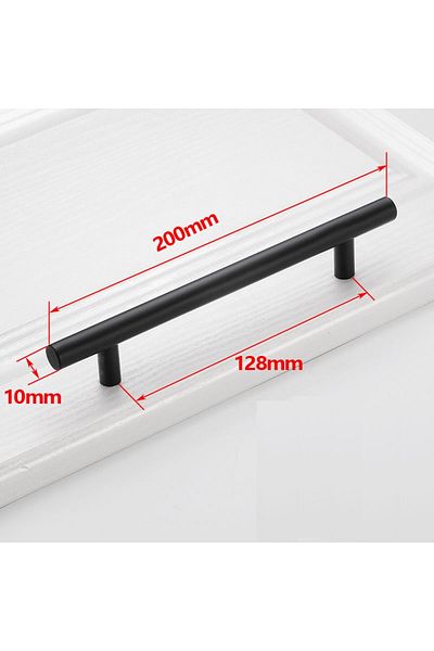 TFAAI Black 128mm Furniture Handles Wardrobe Door Pull Stainless Steel Drawer Handle T Bar Straight Kitche