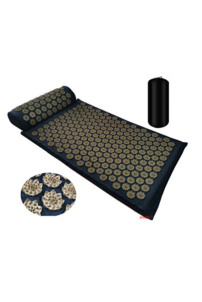 Choice سجادة تدليك من القماش الأسود الذهبي، سجادة شاكتي، سجادة يوغا للتدليك بالضغط على نقاط معينة من الجسم لتخفيف التوتر والضغط على الظهر