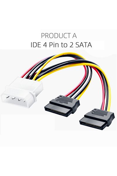 Choice كابل طاقة Ide To 2xsata Coolcirc Ide Molex 4 Pin To 2 X Sata Serial Ata Y Splitter Hard Driver Dua