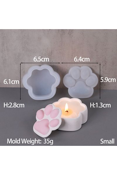 UDOCOOL Small Cat Claw Storage Box Silicone Mold Diy With Lid Candle Jar Crafts Making Plaster Concrete Resi